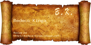 Bedecs Kinga névjegykártya